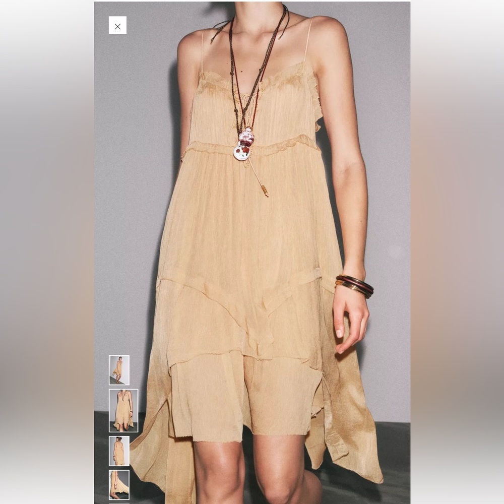 Zara Asymmetrical Dress in Tan